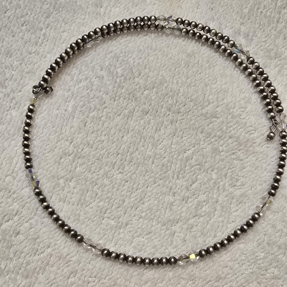 Silver Beaded Women’s Necklace with Crystal Accents (Silver 925)